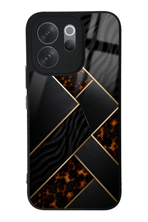 Vivo V70 Glossy Phone Case with Black Mosaic Design