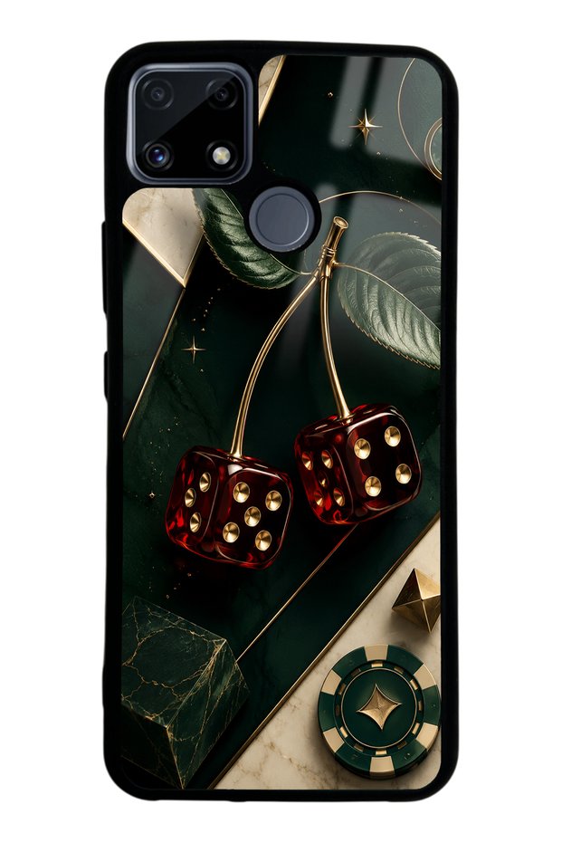 Realme C25 Emerald Casino Cherry Design Glossy Phone Case