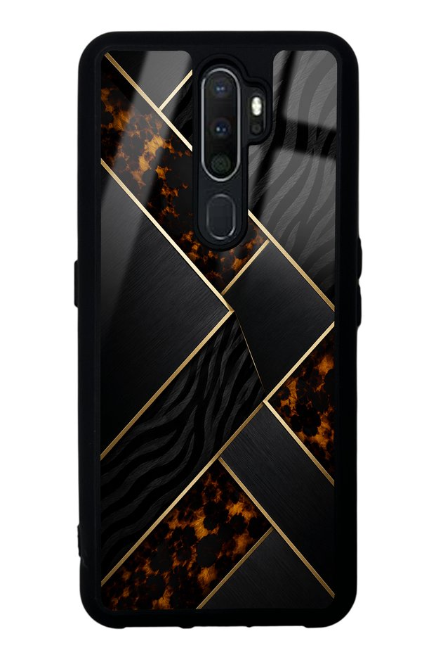 Oppo A5 2020 Glossy Phone Case with Black Mosaic Design