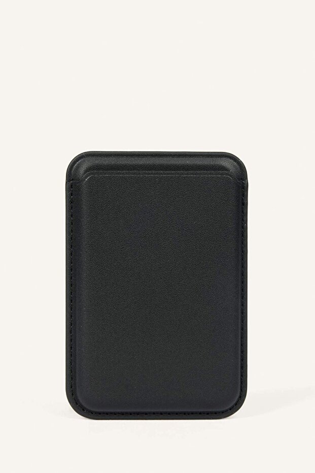 Magsafe Unisex Faux Leather Black Card Holder I6568Axns