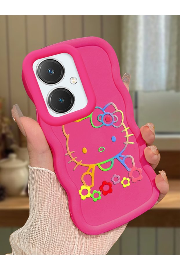 Vivo Y27 Compatible Case Camera Protector Red Silicone Couple Phone Case Kitty Pattern