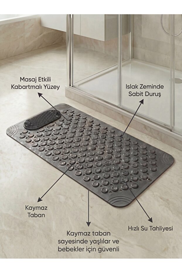 Non-Slip Bath and Shower Mat 36X69.5 Cm, Safe and Comfortable Use