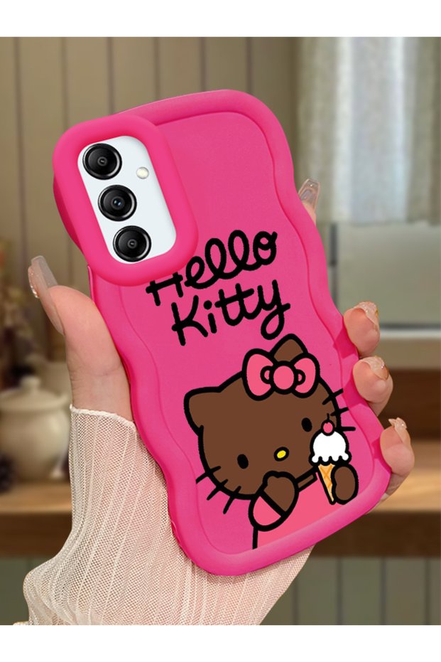 Samsung Galaxy A14 Compatible Case Camera Protector Red Silicone Couple Phone Case Kitty Pattern