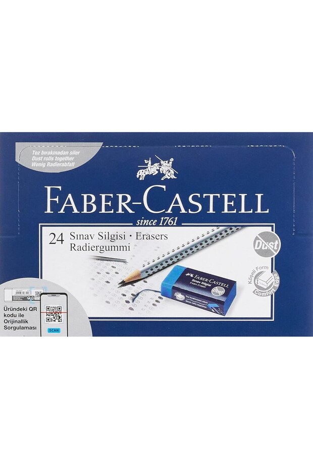 Faber-Castell Exam Eraser, Pack of 24, Blue Color, Easily Erases Pencil Marks, Eco-Friendly and Safe.