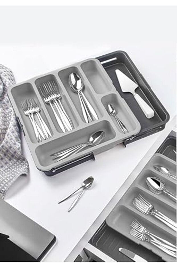 Duca Mall Coverest Double-Sided Adjustable Organizer Drawer Cutlery Holder Extendable Cutlery Rack