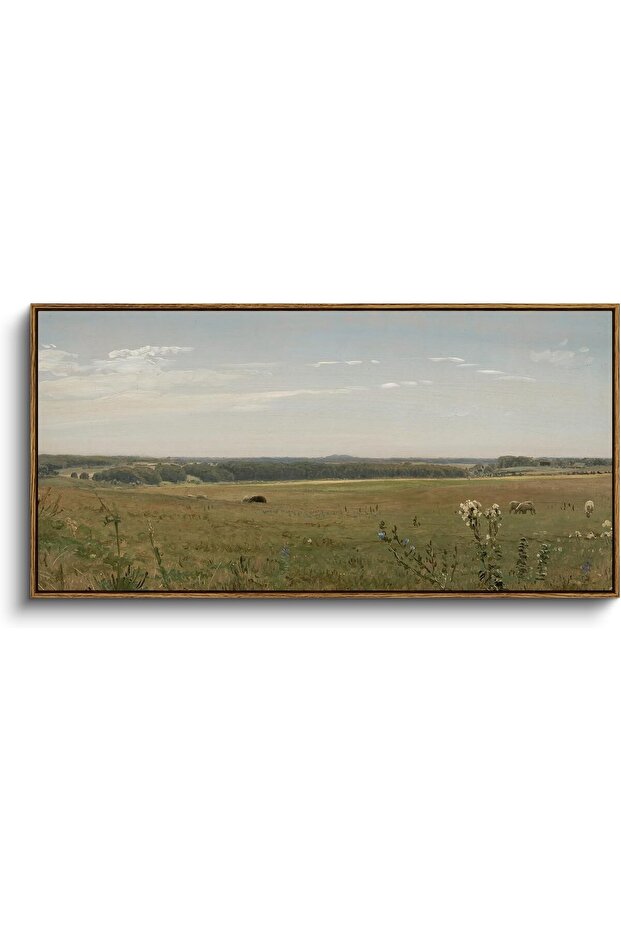 Pastoral Meadow Field With Outer Frame 60x80 cm for Living Room