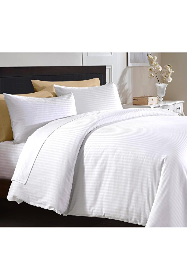White Duvet Cover & Double Sheet Set – 4-Piece Cooling Microfiber, Extra Deep Pocket 25cm, Soft Breathable, Wrinkle-Free Double Size Bedding