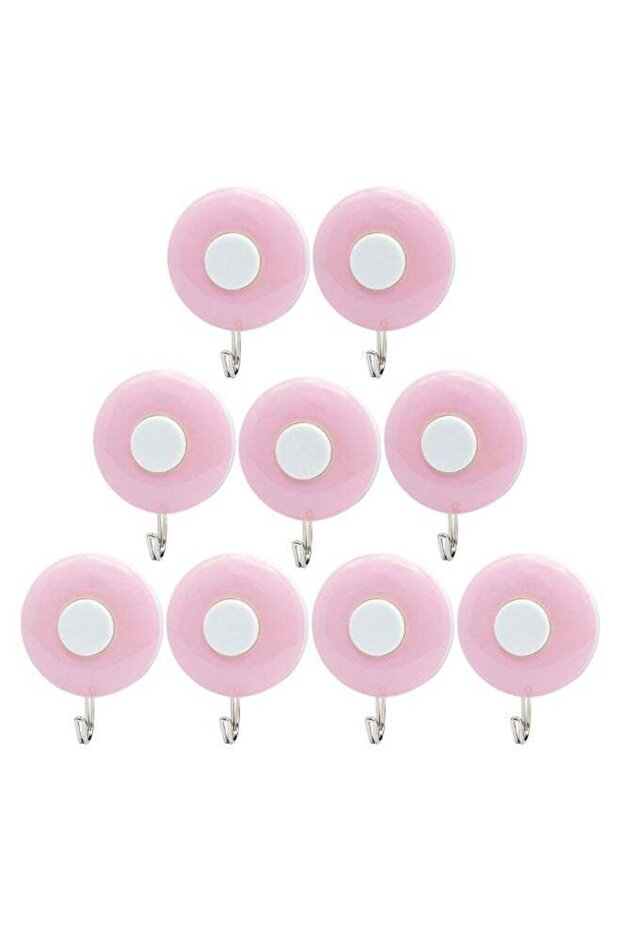 9 Pieces Adhesive Hooks Pink Super Sticky Hooks for Hanging Towels, Keys, Clothes, Dress-Safe on Bathroom/Kitchen