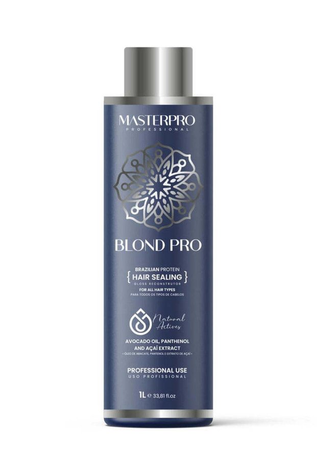 BlondPro Brazilian Protein Hair Treatment 1L – Anti-Frizz Hair Smoothing with Avocado Oil, D-Panthenol & Acai Extract for Blonde, Dry & Damaged Hair – Soft & Shiny