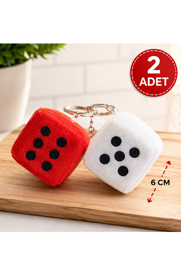 2-Piece Plush Dice 6 cm – Soft Plush Dice Cube Keychain Set, Car Rearview Mirror Ornament, Bag Accessory, Lucky Dice Gift