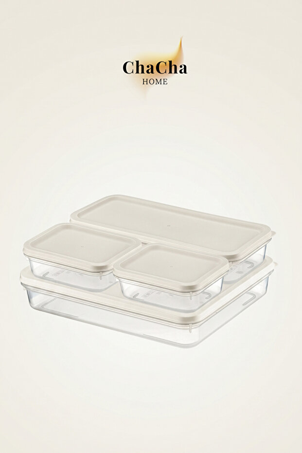 Alfa 4-Piece Bpa-Free Deep Freezer and Refrigerator Storage Container Set Transparent Food Organizer