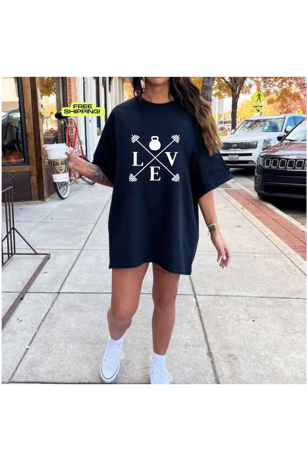 Navy Blue Modern Design Printed Oversize Women's Tunic T-Shirt