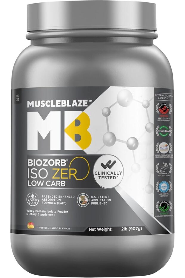 Biozorb Iso-Zero, Low Carb (Tropical Mango, 2lbs / 907g) | 27g Pure Whey Protein Isolate Per Scoop