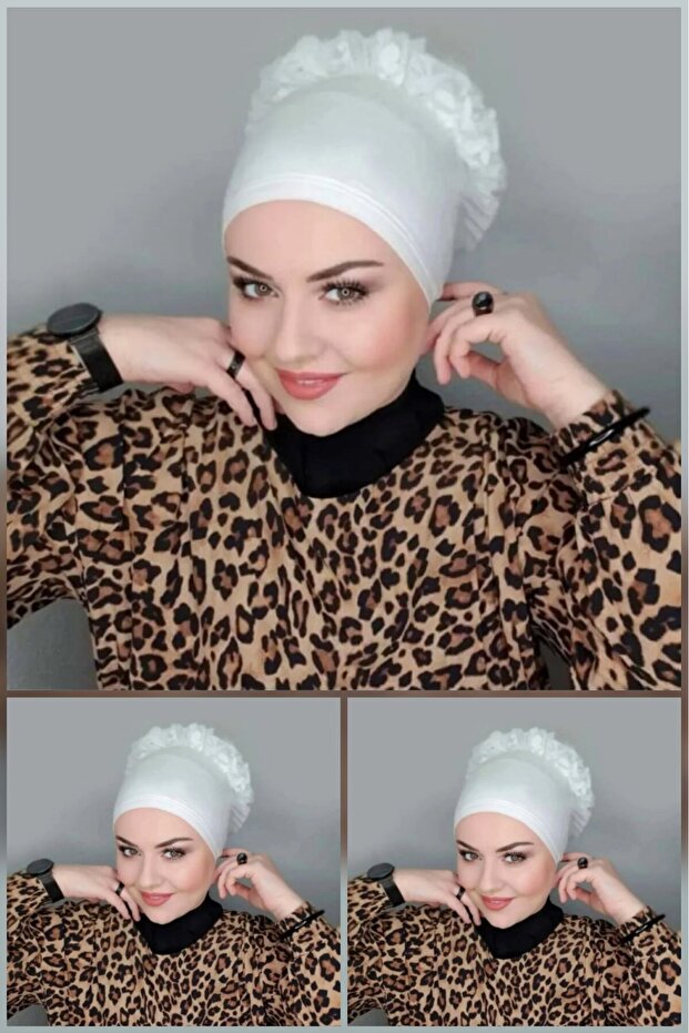 شال بونيه مكشكش للحجاب BON23502 - TR