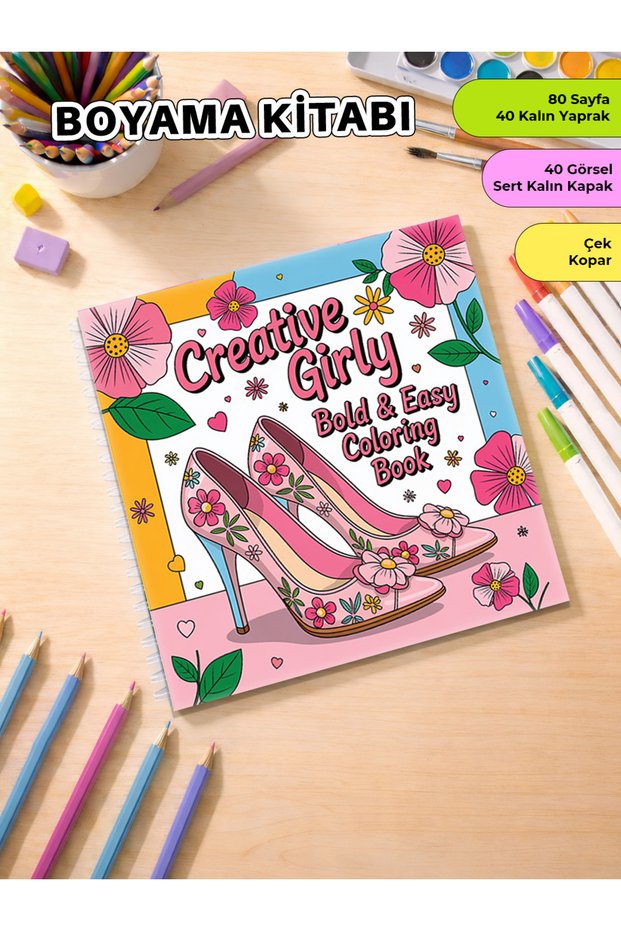 Creative Girly Coloring Book – 21X20 cm I 40 Visuals I for Children and Adults