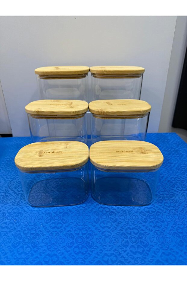 Multy Bamboo Lid Glass Storage Container 600ml 6 Li