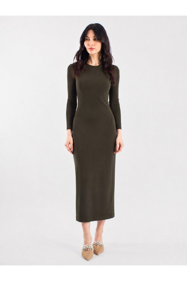 Draped Long Waist-Slit Women's Dress