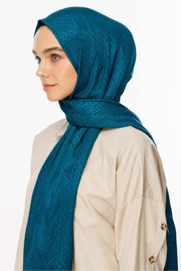 Chain Patterned Shimmering Jacquard Woven Women's Shawl 75X185 cm