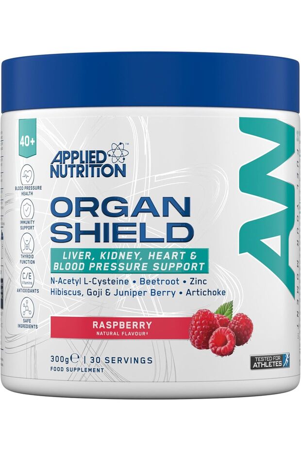 Applied Nutrition Organ Shield for Over 40s | Antioxidant Support, Choline, CoQ10, Selenium & Botanicals | Informed Sport – Raspberry (300g – 30 Servings)