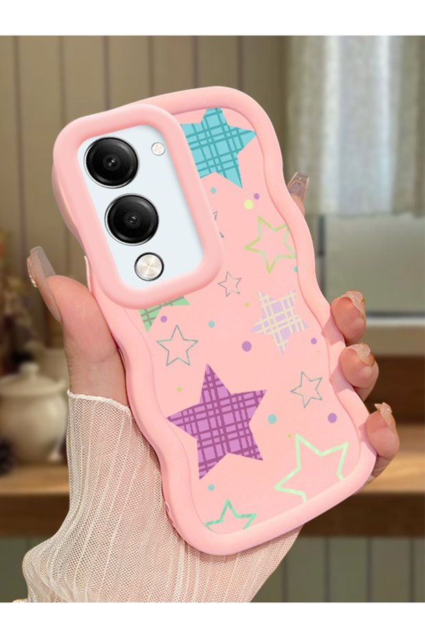 Vivo Y29T 5g Compatible Case Camera Protective Pink Silicone Couple Phone Case Star Pattern