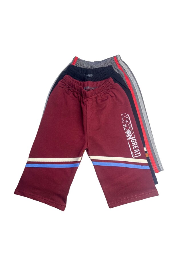 Children's Boys Combed Cotton Capri Sweatpants with Stripes Set of 3