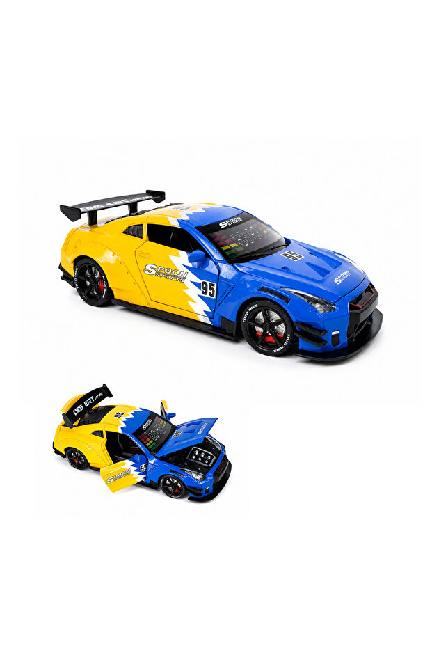 Hypercar Engine Alarm Clock BLUE with Light Sound & Water Mist Effects, Zinc Alloy Die-Cast Car Clock, Openable Doors & Hood, Pull Back Action, Desk Clock for Home, Office & Car Enthusiasts