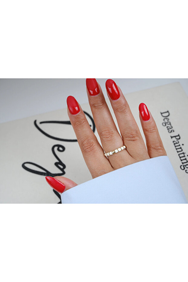 Yzk575 White Mineli Thin Adjustable Ring