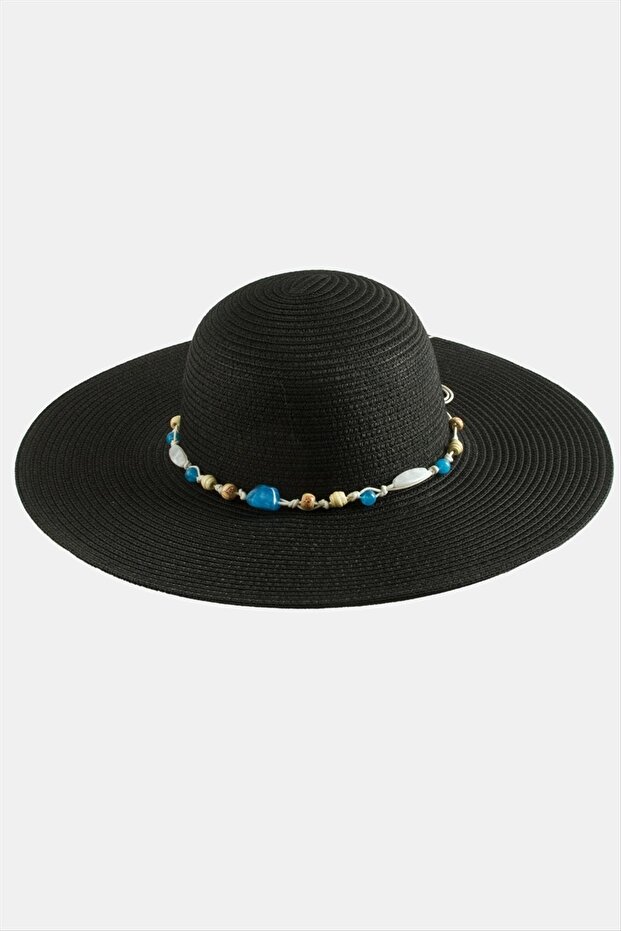 Ilkestor Beaded (215123) Straw Hat-Black