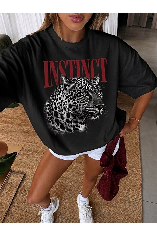 تي شيرت مطبوع بنمط الفهد من WİLD SIDE INSTINCT للجنسين