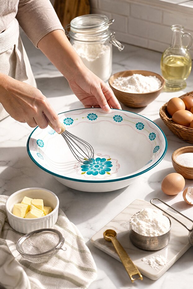 32 cm 3.5 Liter Enamel Basin for Whipping and Mixing. Hamur Leğeni. Meyvelik. Dowry. Big Bowl