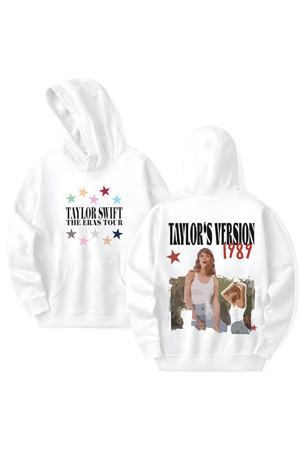 Taylor Swift Printed Cotton Long Sleeve Hooded Sweatshirt with 3 Yarns