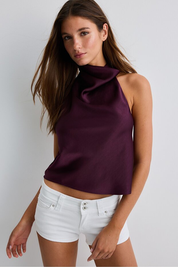 Saten halter top