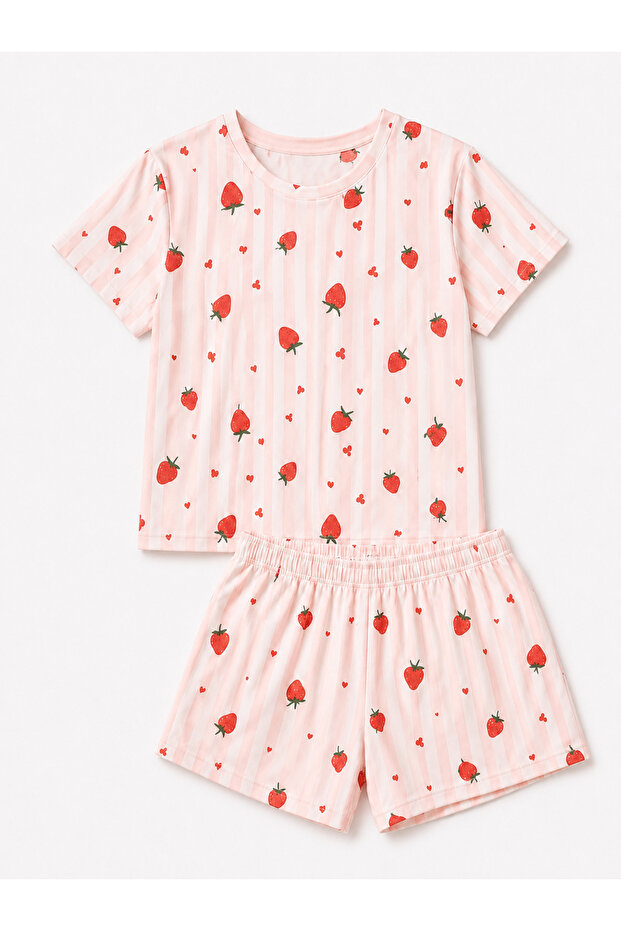 Zezex Strawberry Shorts Pajama Set