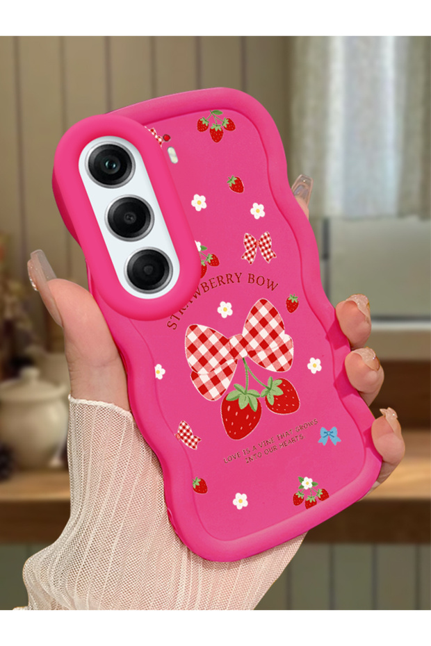 Tecno Camon 40 Pro 5g Compatible Case Camera Protector Red Silicone Couple Phone Case Strawberry Pattern