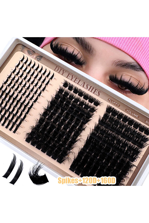 MIX D+ chase Spikes120D160D 300D-60DLash Clusters With Spikes & Bottom Lashes Fluffy Volume Manga N