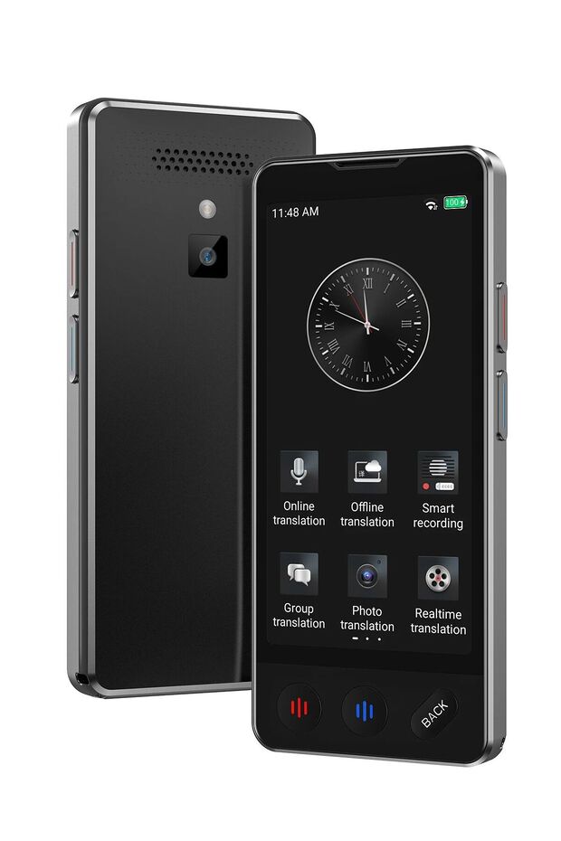 Black AI Language Translator Device VORMOR A20 150-Language Instant Two-Way Translator with Recordin