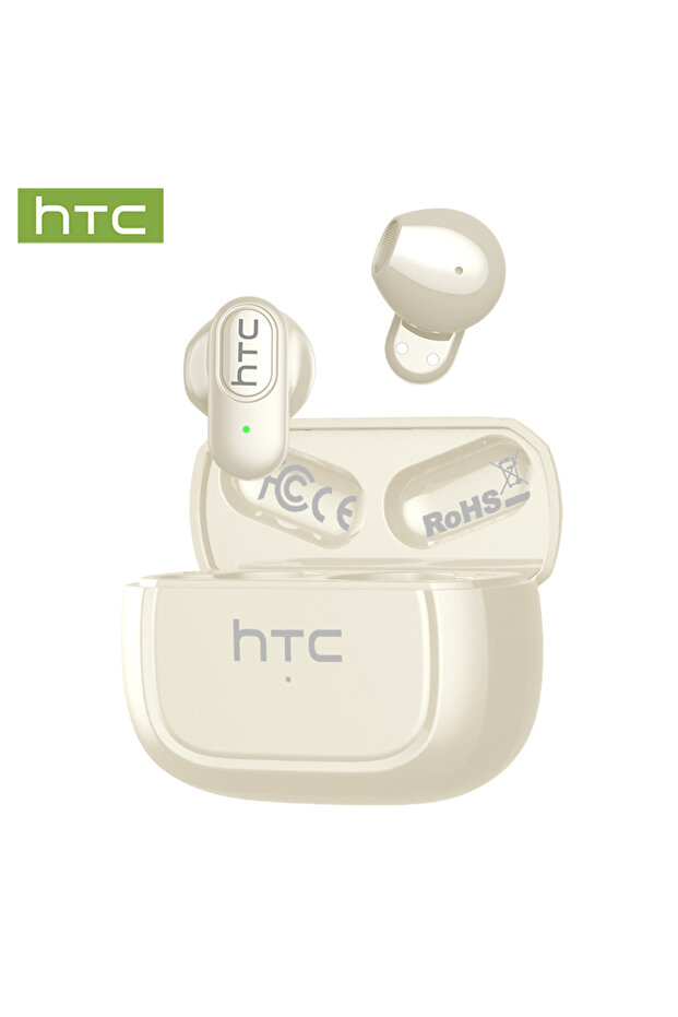 white HTC NE51 TWS Wireless Earbuds Bluetooth 6.0 AI Translator ENC Noise Cancelling IPX5 Waterproof