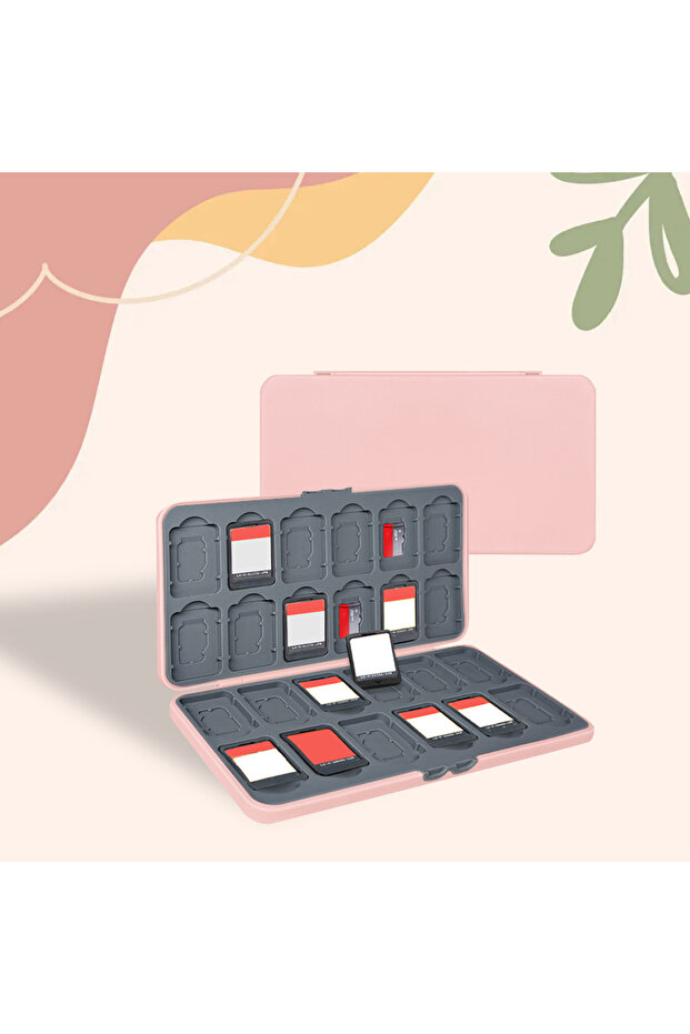 Pink Suitable for Switch1/2 Lite/OLED game card storage box, can hold 24 game cards