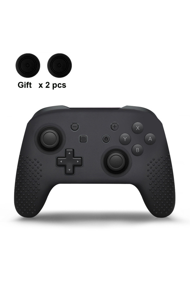 غطاء سيليكون أسود مضاد للانزلاق من DATA FROG مع أغطية عصا التحكم لوحدة تحكم Switch Pro ناعمة الملمس