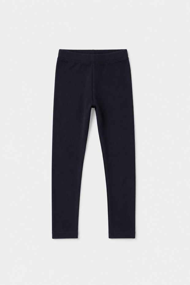 Girl's Ribbed Winter Navy Blue Tights