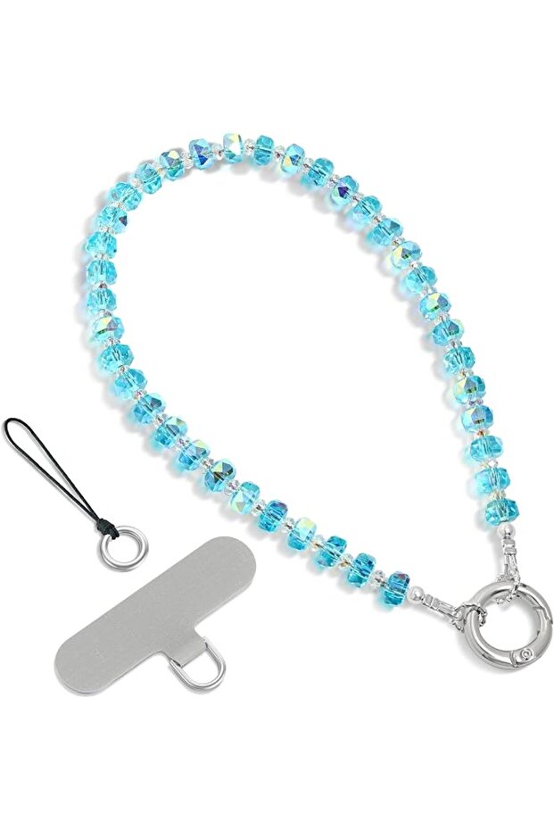 Phone Charm, Phone Charms Strap with Tether Tab & Premium Metal Buckle, Cellphone Wrist Strap Chain (Blue)