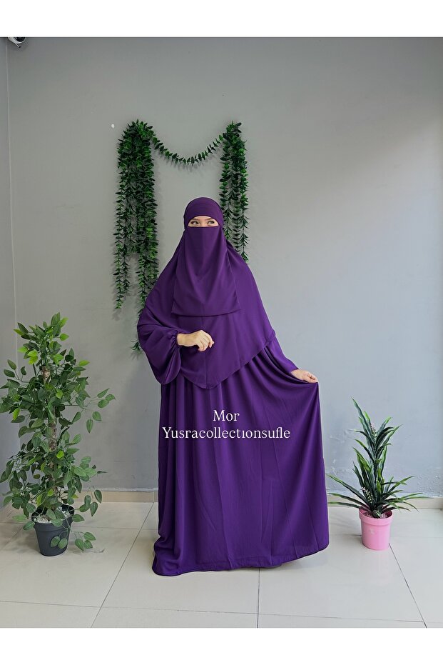 Tesettür Asel Suit Dress Souffle Veil 3-Piece
