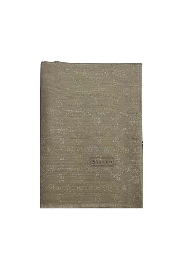 Cotton Silk Monogram Shawl 40752-Light Sand