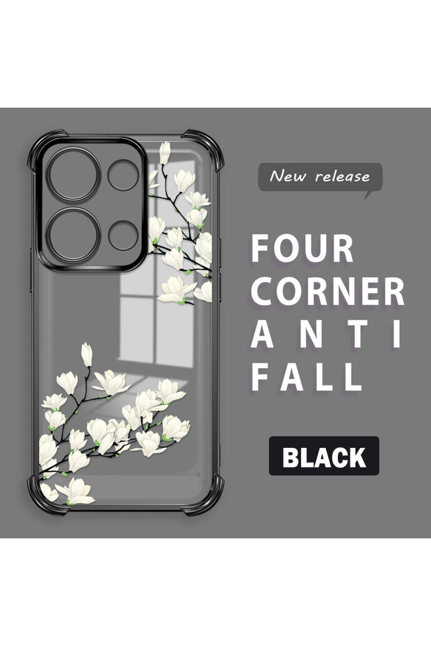 Xiaomi Poco M6 Pro 4g Compatible Transparent Back Four-Corner Reinforced Impact Protection Silicone Case