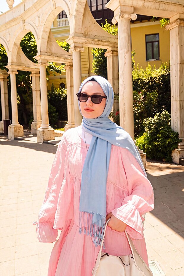 Double-Sided Silk Shawl Sky Blue
