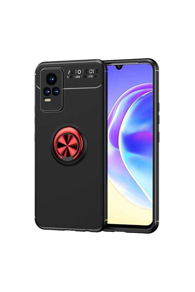 Silicone Ravel Cover with Rotatable Ring Stand for Vivo V21E Compatible Mobile Phone