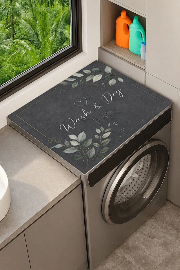 Clothes Dryer Top Organizer Mat Liquid-Proof Cover Gold Leaf Laundry