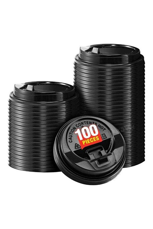 100Pcs Coffee Cup Lids - Disposable Coffee Lids Paper Cups for 8 oz Squat Cups, Dome Cup Lids for To-Go Beverages, Expresso, Tea, Hot Chocolate Black