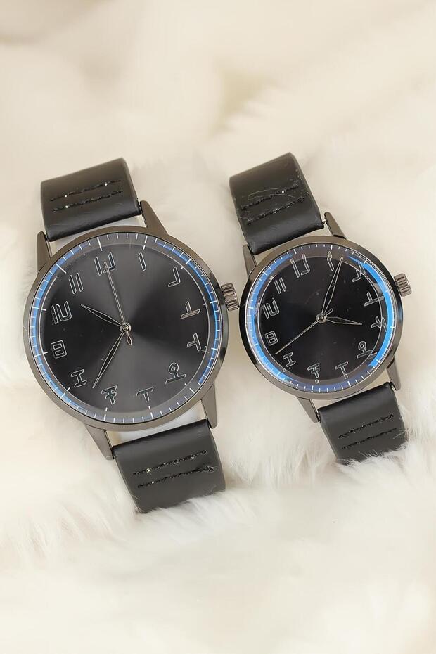 Smoked Color Metal Case with Black Leather Band Dear Watches