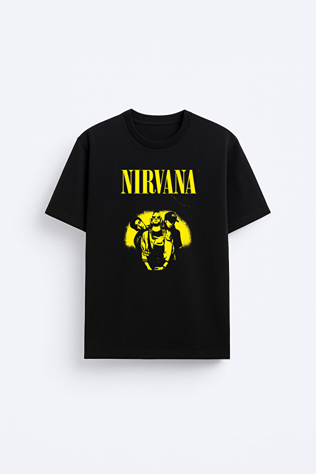 Nirvana Printed Oversize Cotton Black T-Shirt